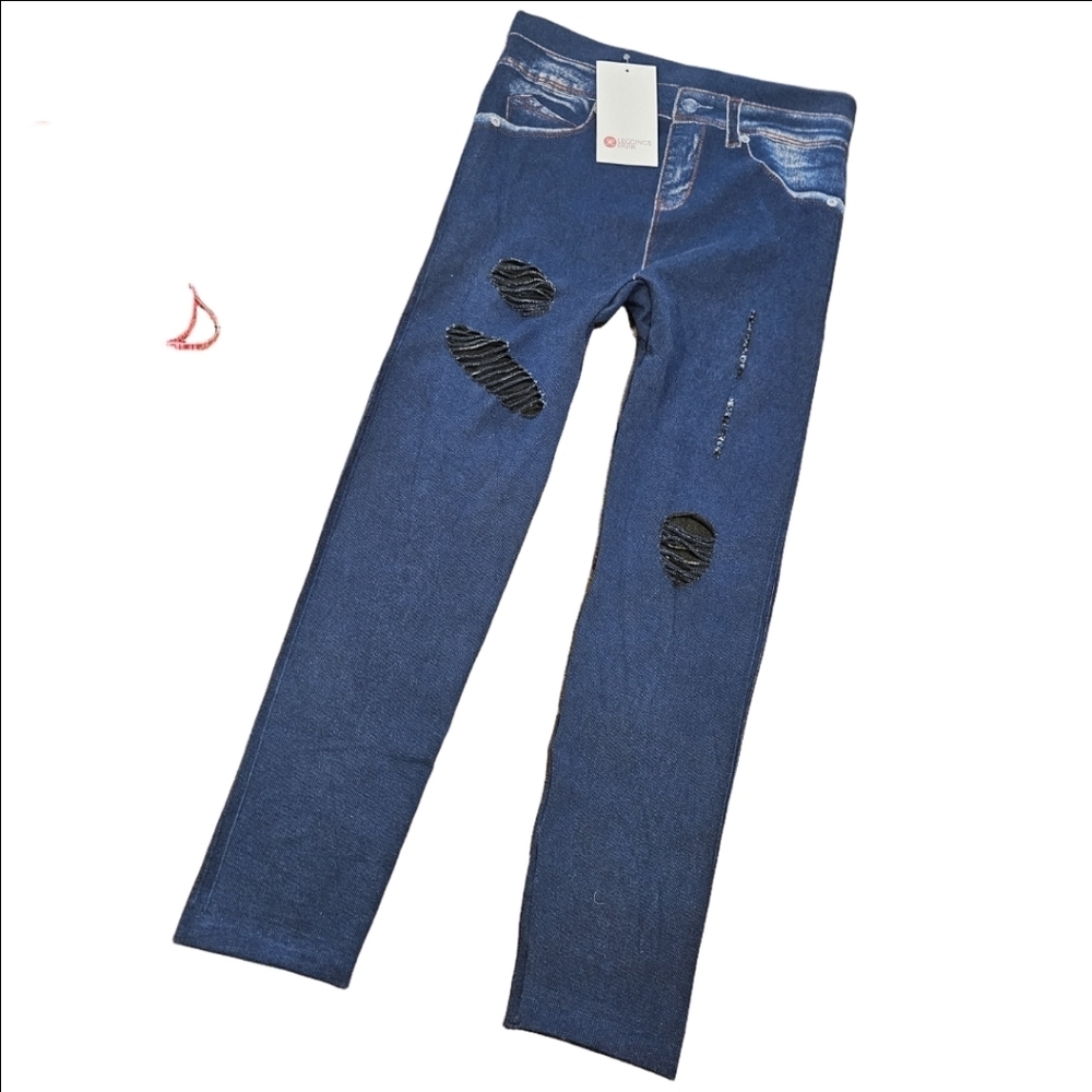 Leggings Park NWT Women's 'Denim Look'  Rippes Leggings, Plus Size L/XL